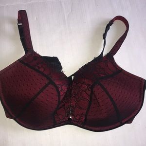 Avenue body nwot 42dd red black lace wireless bra